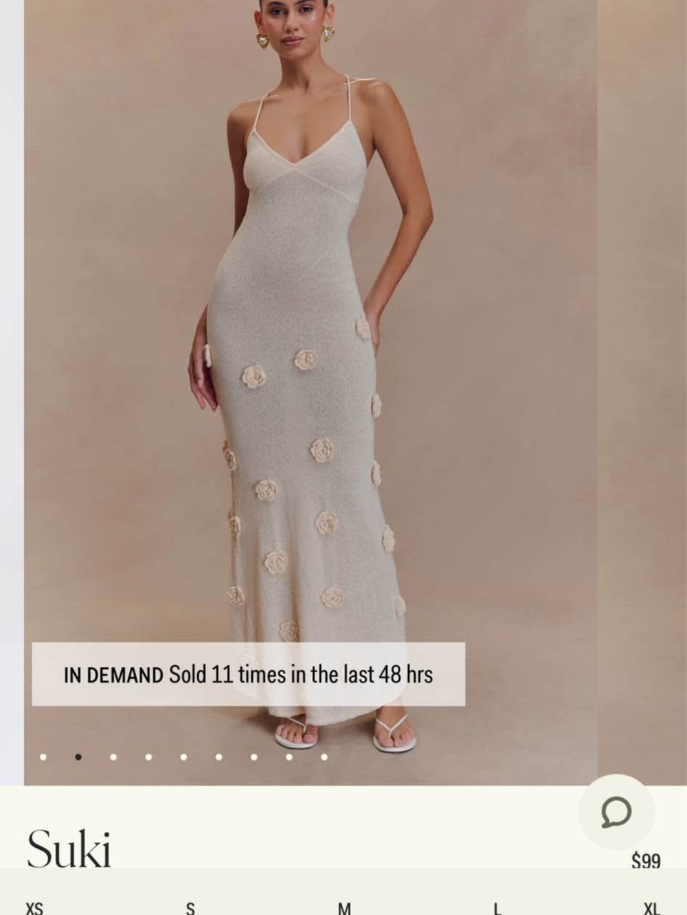 MESHKI- Cream Spaghetti-Strap Maxi Dress